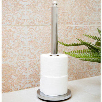 Orsina Adler Chrome Toilet Roll Holder – Vertical Metal Storage Stand