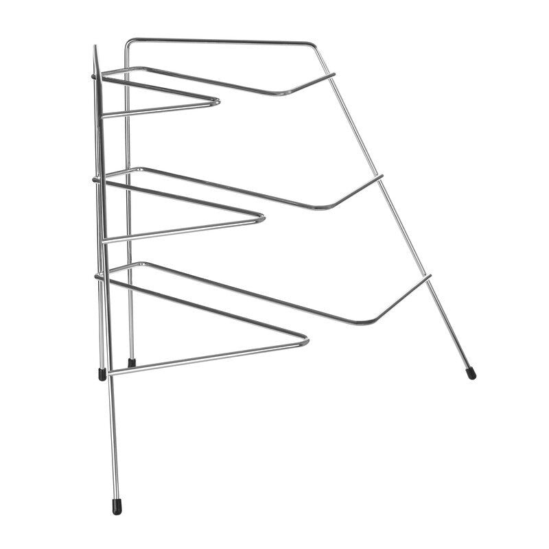 Orsina Jasper Chrome Corner Plate Rack – 3 Tier Kitchen Cabinet Organizer