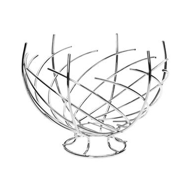 Orsina Nest Shape Chrome Fruit Basket | Modern Wire Kitchen Centerpiece
