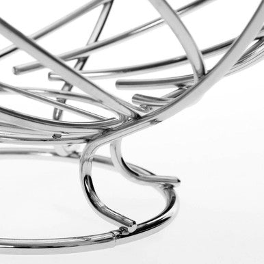 Orsina Nest Shape Chrome Fruit Basket | Modern Wire Kitchen Centerpiece