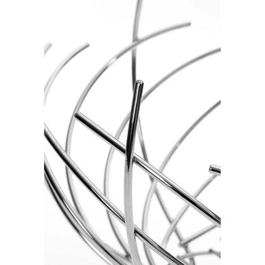 Orsina Nest Shape Chrome Fruit Basket | Modern Wire Kitchen Centerpiece