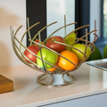 Orsina Nest Shape Chrome Fruit Basket | Modern Wire Kitchen Centerpiece
