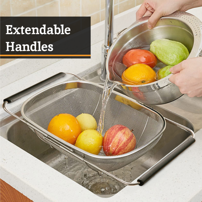 Orsina Zenigo Over Sink Drainer – Extendable Stainless Steel Mesh