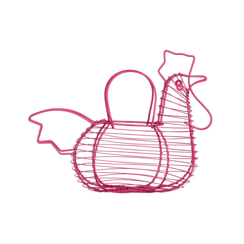 Orsina Cockerel Egg Holder – Hot Pink Wire Metal Kitchen Storage Basket