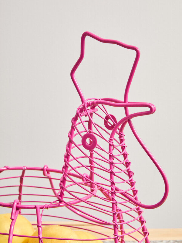 Orsina Cockerel Egg Holder – Hot Pink Wire Metal Kitchen Storage Basket