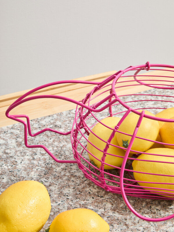 Orsina Cockerel Egg Holder – Hot Pink Wire Metal Kitchen Storage Basket