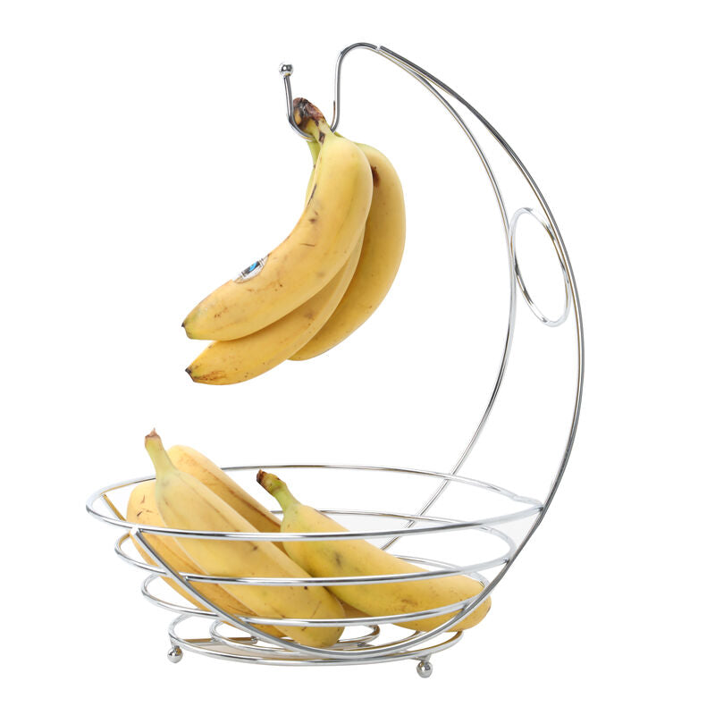 Orsina Chrome Fruit Bowl and Banana Hanger – Wire Kitchen Organizer