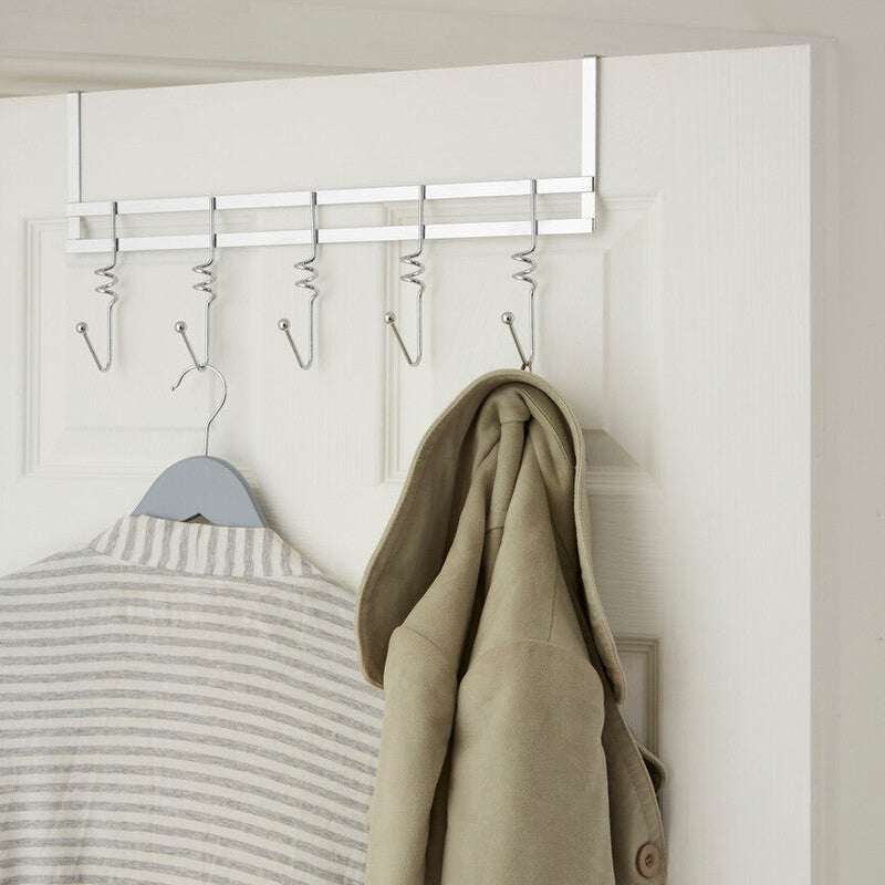 Orsina Jaxen Chrome Over Door 5 Hook Swirl Hanger | Metal Coat Rack