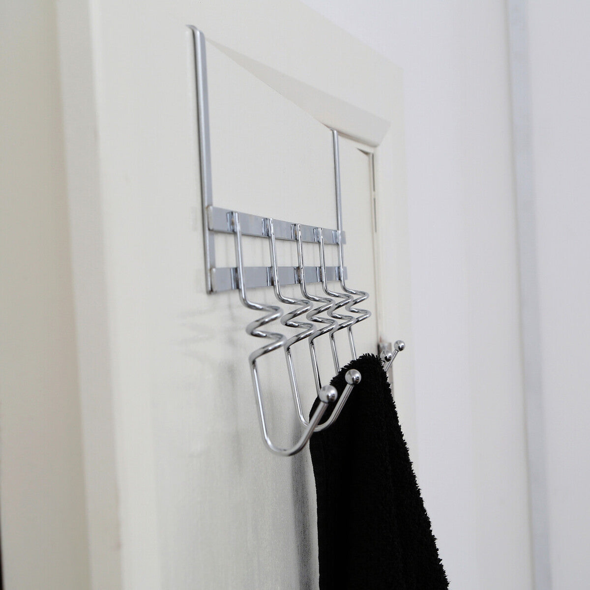 Orsina Jaxen Chrome Over Door 5 Hook Swirl Hanger | Metal Coat Rack