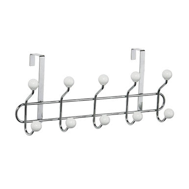 Orsina Jaxen Over Door Hanger | 10 Ceramic Ball Hooks Chrome Rack