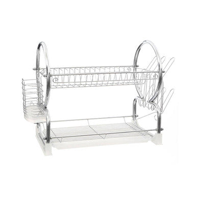 Orsina Laurie 2-Tier Dish Drainer – Metal Drying Rack with White Tray