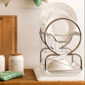 Orsina Laurie 2-Tier Dish Drainer – Metal Drying Rack with White Tray