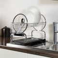 Orsina Laurie 2-Tier Dish Drainer – Chrome Drying Rack with Black Tray