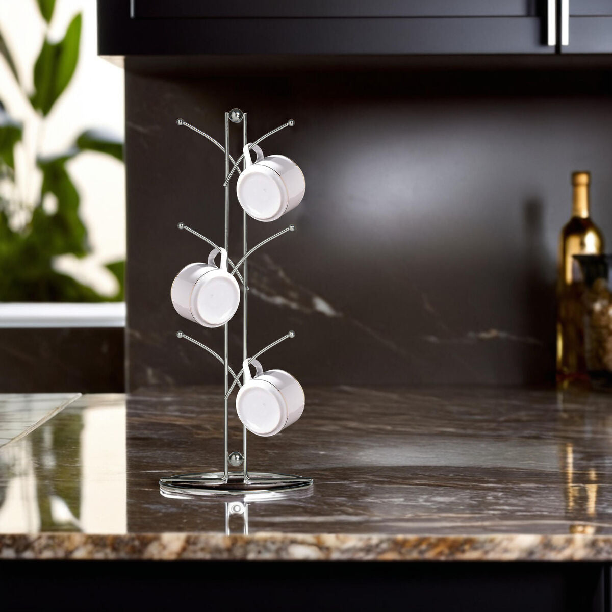 Orsina Helix Chrome 6 Cup Mug Tree – Space-Saving Kitchen Stand
