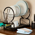 Orsina 2-Tier Dish Drainer – Black Enamel Coated Kitchen Drying Rack