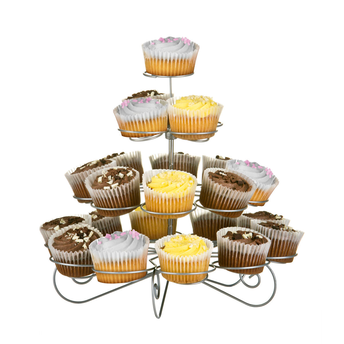Orsina 4 Tier Cupcake Stand – 23 Cup Chrome Silver Wire Display