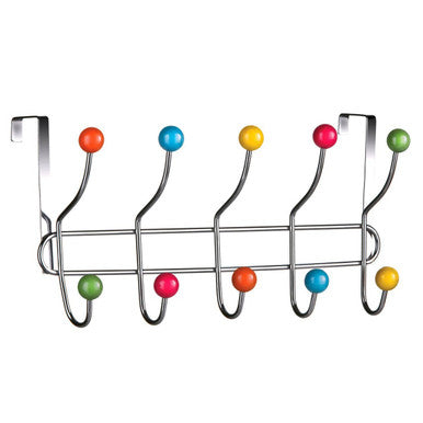 Orsina Jaxen Over Door Hanger – 10 Hook Multi Colour Chrome Rack
