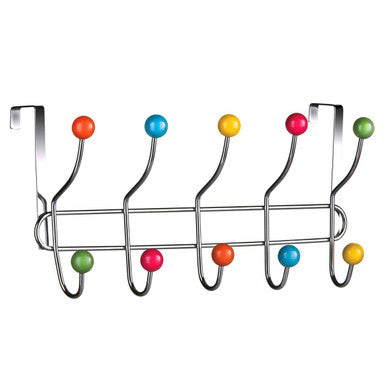 Orsina Jaxen Over Door Hanger – 10 Hook Multi Colour Chrome Rack