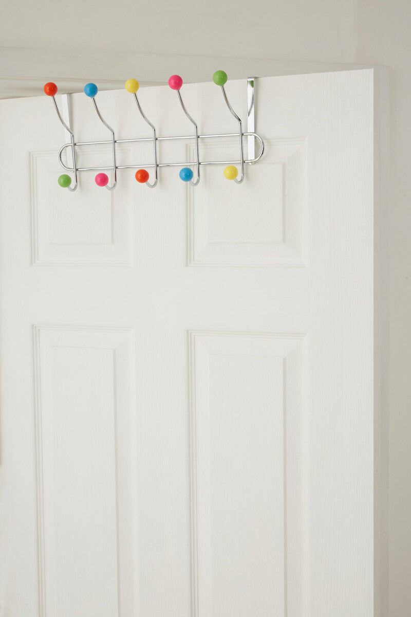 Orsina Jaxen Over Door Hanger – 10 Hook Multi Colour Chrome Rack