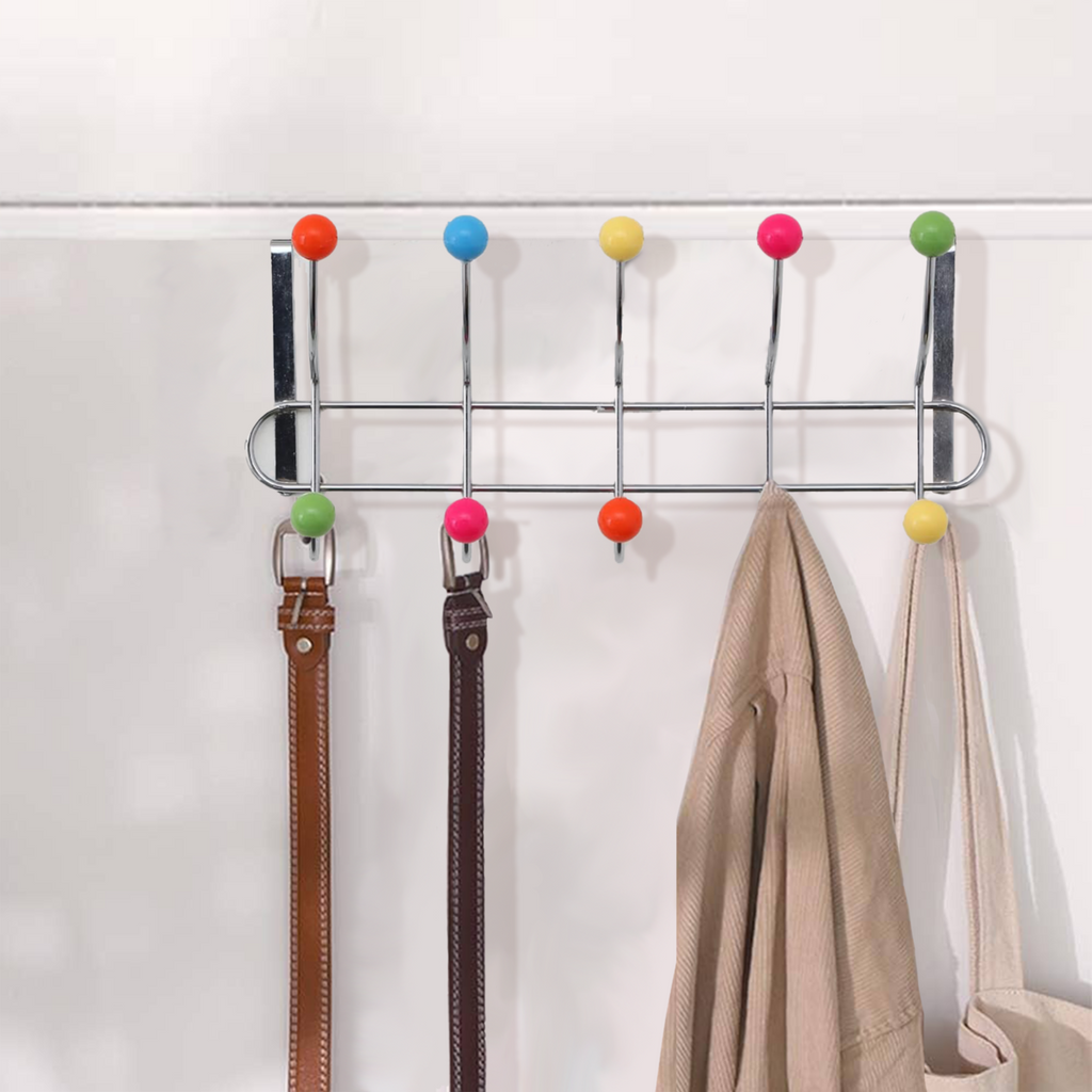 Orsina Jaxen Over Door Hanger – 10 Hook Multi Colour Chrome Rack