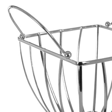 Orsina Asa Chrome Fruit Basket | Round Handle Wire Storage Bowl