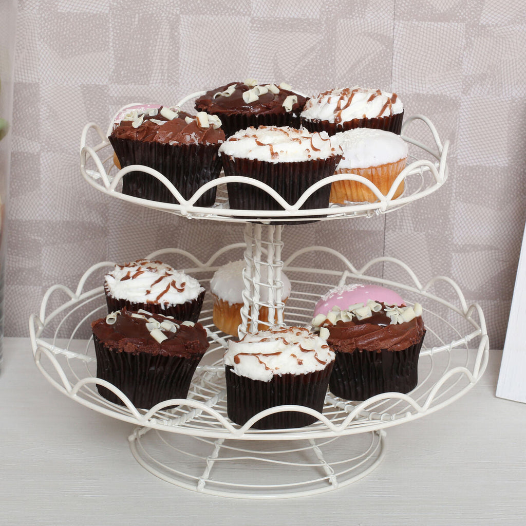 Orsina 2-Tier Cupcake Stand – Cream Wire Dessert Display Server