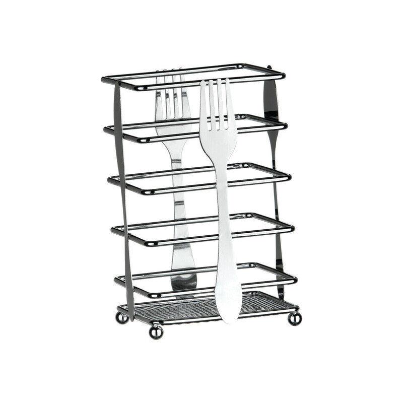 Orsina Cutlery Caddy – Chrome Mesh Utensil Holder with Drainage Base