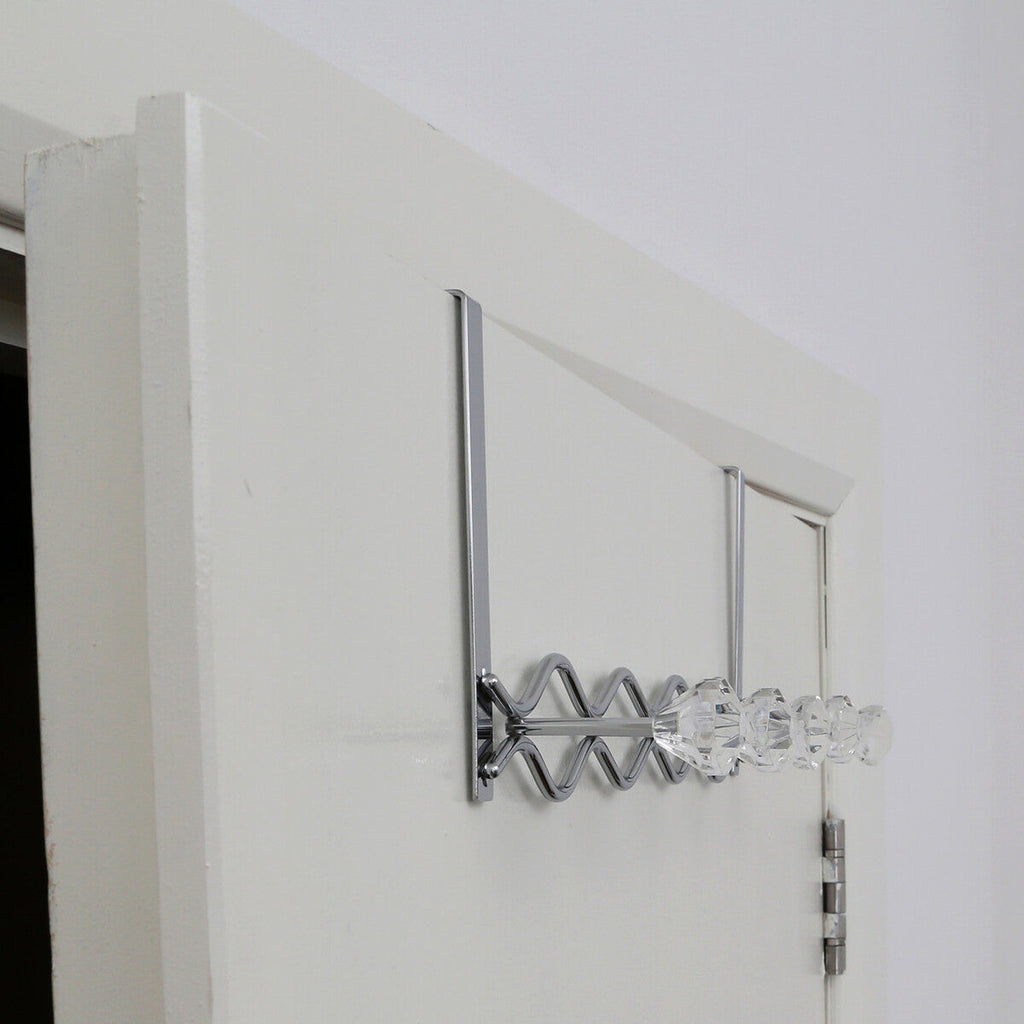 Orsina Jaxen Chrome Over Door Hanger | 5 Diamante Storage Hooks