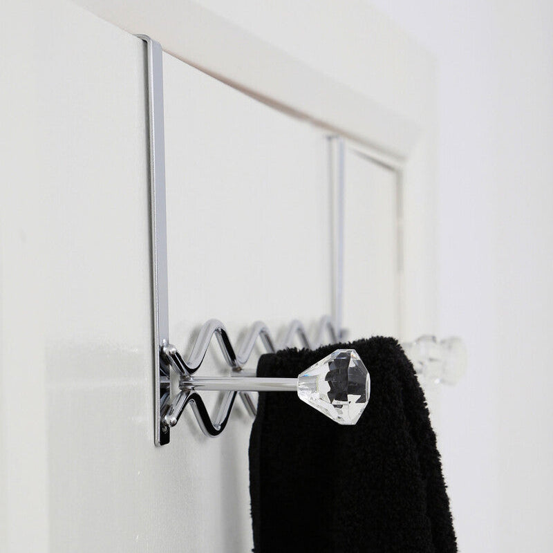 Orsina Jaxen Chrome Over Door Hanger | 5 Diamante Storage Hooks