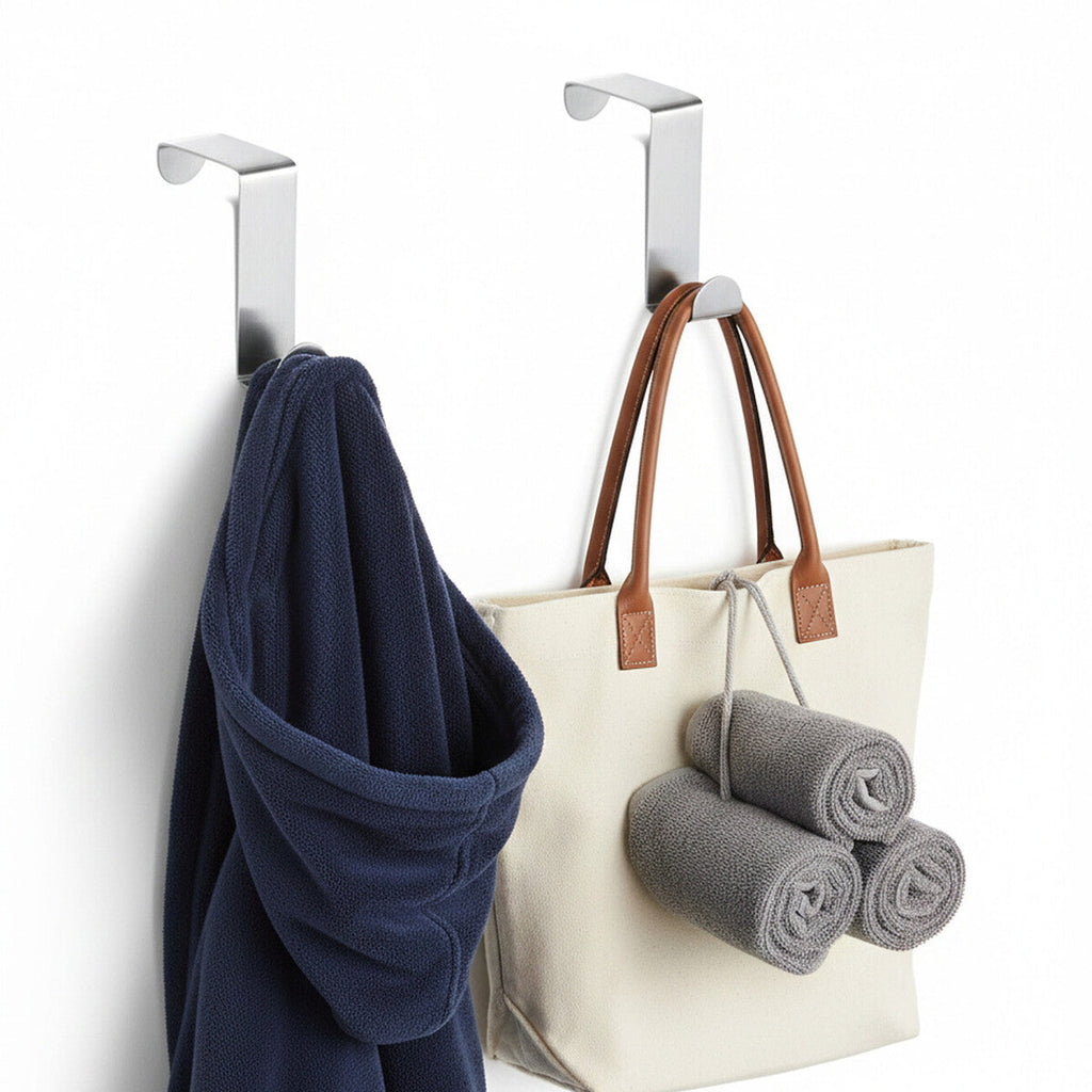 Orsina Over Door Reversible Hooks – Set of 2 Stainless Steel Chrome