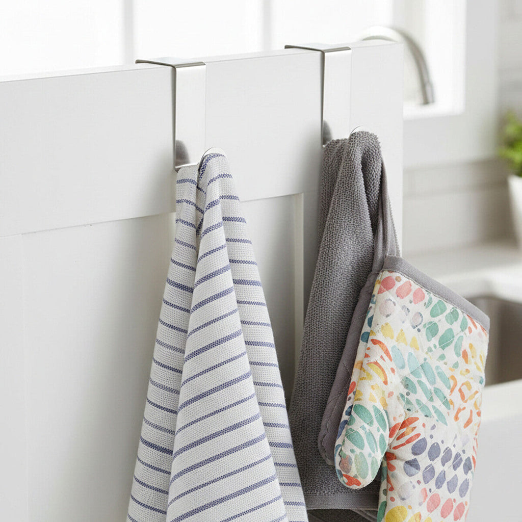 Orsina Over Door Reversible Hooks – Set of 2 Stainless Steel Chrome