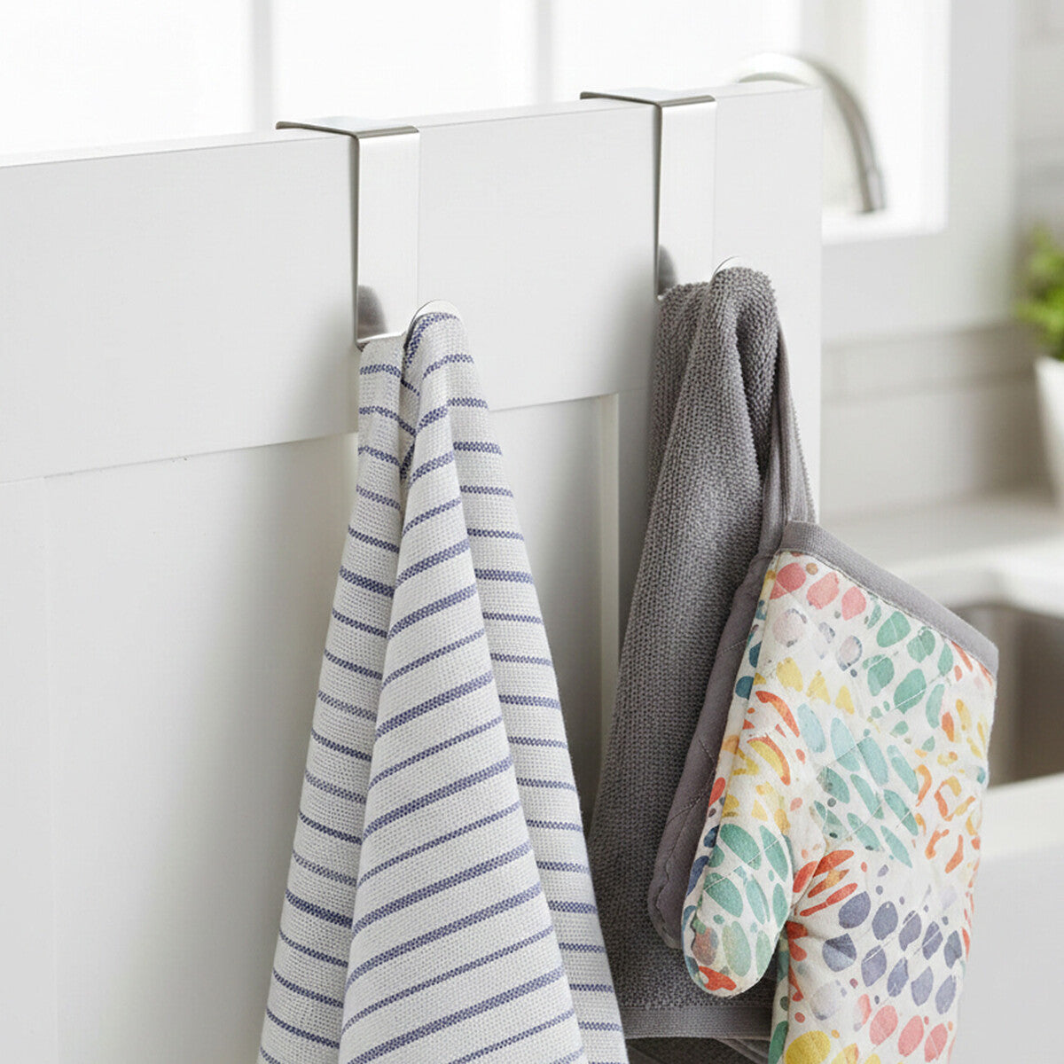 Orsina Over Door Reversible Hooks – Set of 2 Stainless Steel Chrome