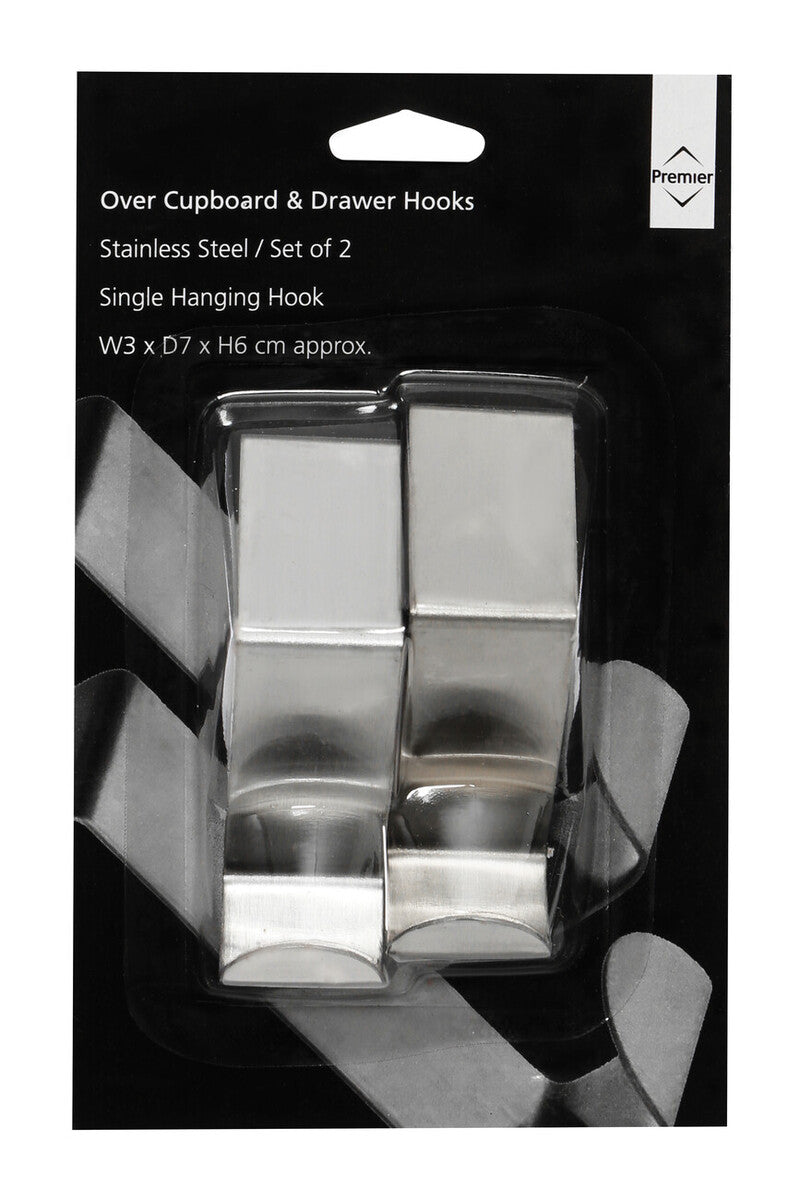 Orsina Over Door Reversible Hooks – Set of 2 Stainless Steel Chrome