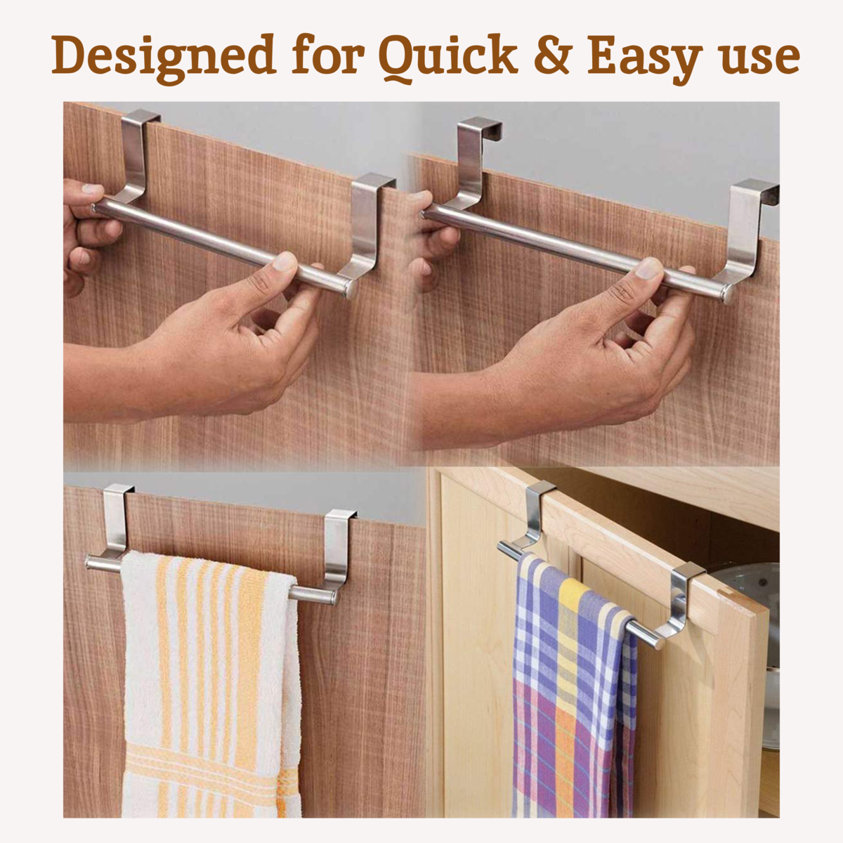 Orsina Over Door Kitchen Towel Rail – Stainless Steel Hanging Rack