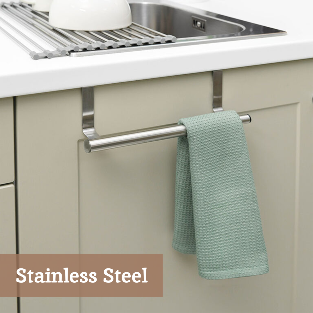 Orsina Over Door Kitchen Towel Rail – Stainless Steel Hanging Rack