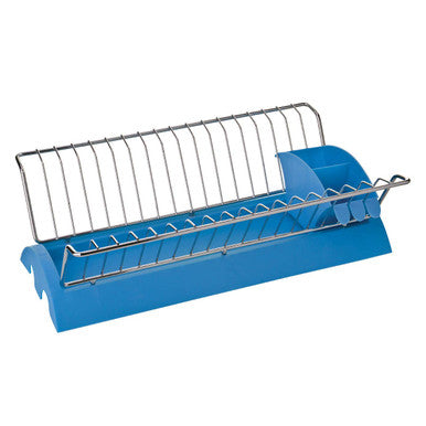 Orsina Laurie Blue Plastic and Chrome Wire Dish Drainer with Caddy