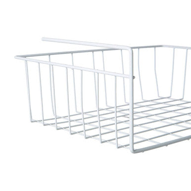 Orsina Under Shelf Storage Basket – Large White Metal Wire Organizer