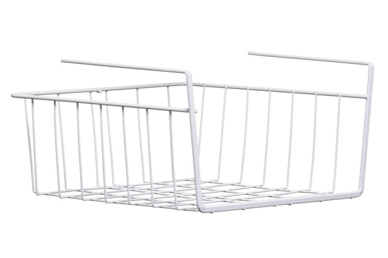 Orsina White Metal Under Shelf Storage Basket | Small Wire Organizer