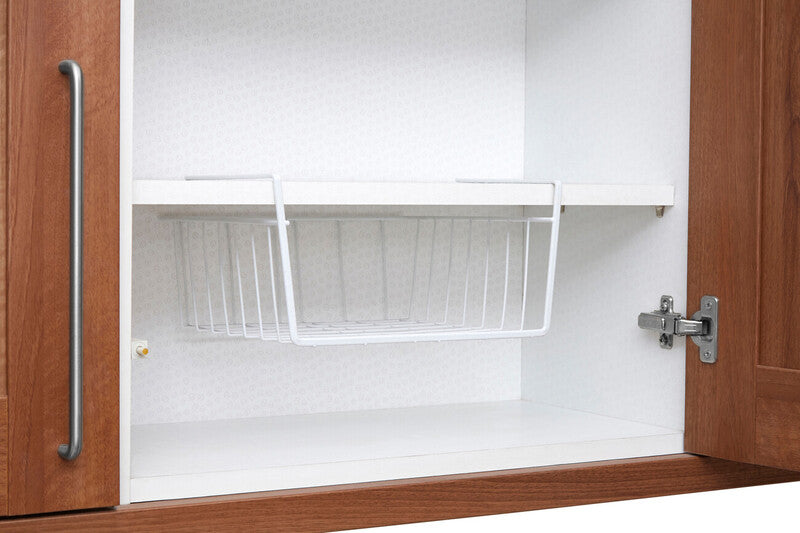 Orsina White Metal Under Shelf Storage Basket | Small Wire Organizer
