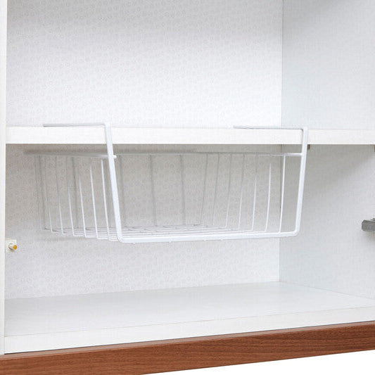 Orsina Under Shelf Storage Basket – Large White Metal Wire Organizer