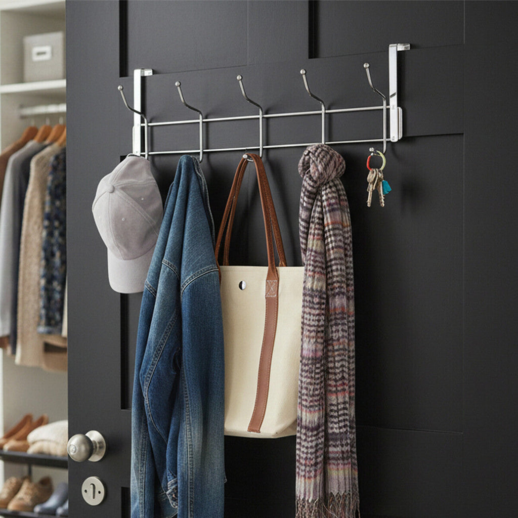 Orsina 10-Hook Over Door Chrome Hanger – Space-Saving Storage Rack