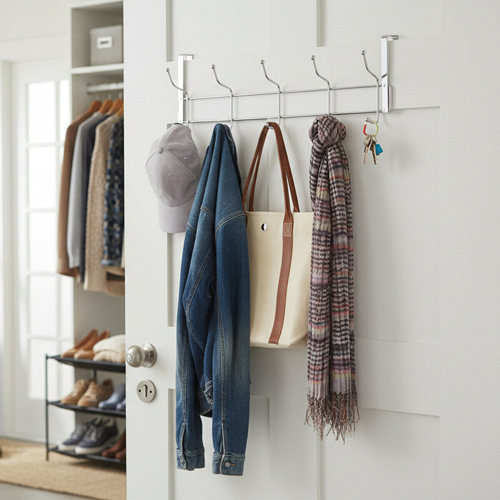 Orsina 10-Hook Over Door Chrome Hanger – Space-Saving Storage Rack