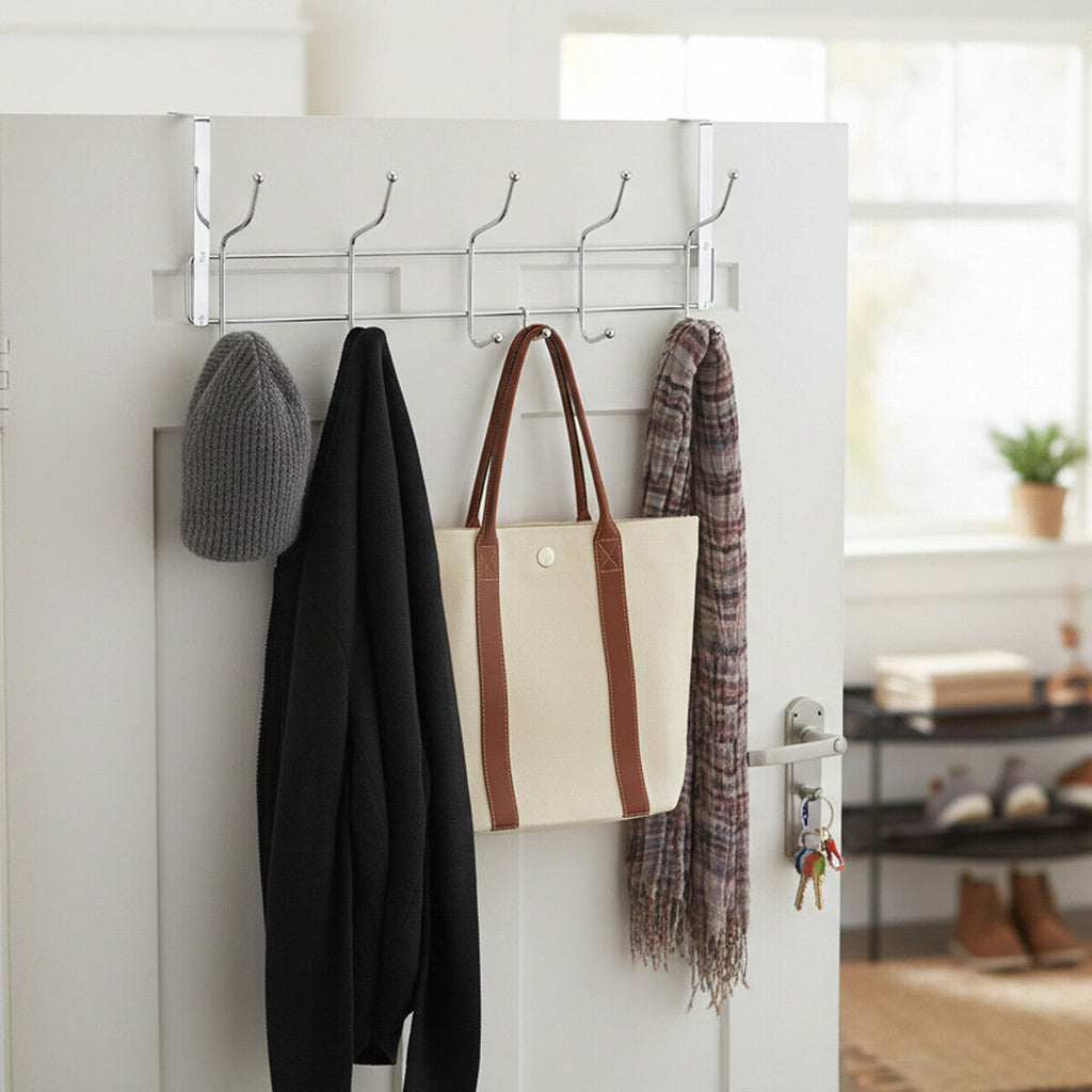 Orsina 10-Hook Over Door Chrome Hanger – Space-Saving Storage Rack