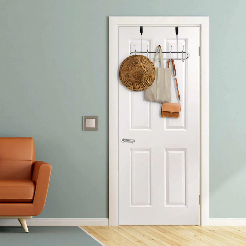 Orsina Chrome Over Door Hanger – 10 Hook Metal Storage Organizer