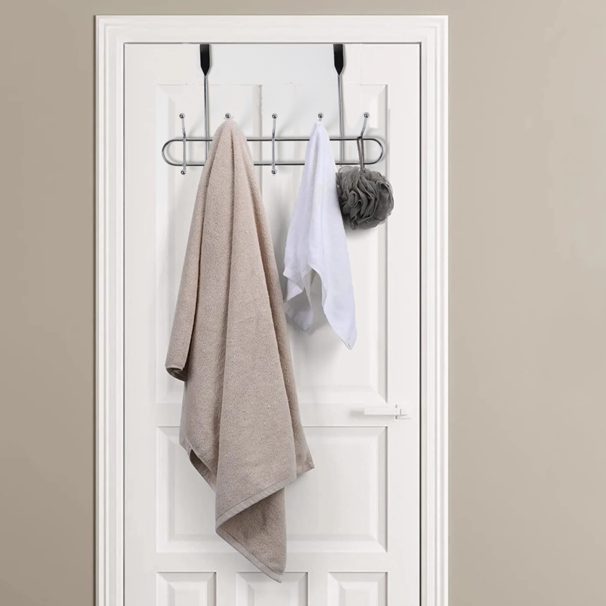 Orsina Chrome Over Door Hanger – 10 Hook Metal Storage Organizer