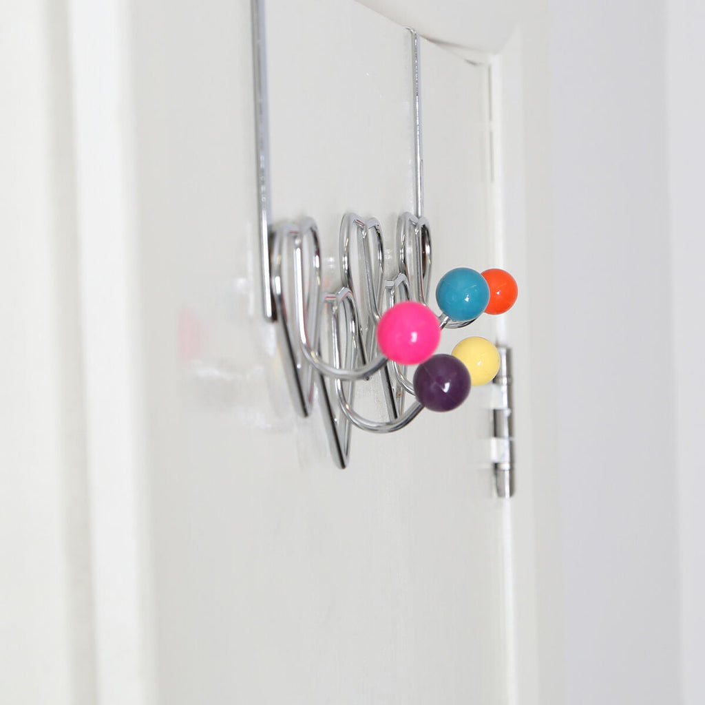 Orsina Jaxen Over Door Hanger – 5 Hook Heart Design with Coloured Balls