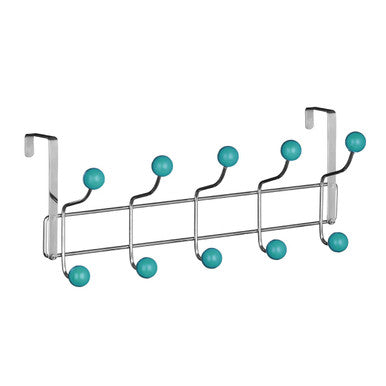Orsina Over Door Hanger – 10 Hook Chrome Rack with Turquoise Balls