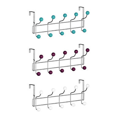 Orsina Over Door Hanger – 10 Hook Chrome Rack with Turquoise Balls