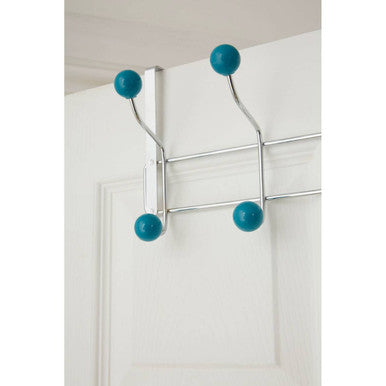 Orsina Over Door Hanger – 10 Hook Chrome Rack with Turquoise Balls