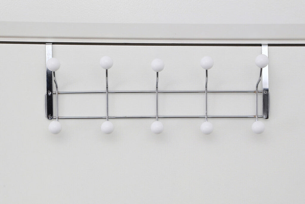 Orsina Jaxen Chrome Over Door Hanger | 10 Ball Hooks Storage Rack